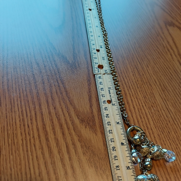 Fashion Necklace w/Puffy Hearts,Metal Beads&Clear Crystal Embellishment. - Picture 5 of 5